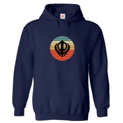 Sikh Khanda Sikhism Religious Retro Sign Print Unisex Kids & Adult Pullover Hoodie